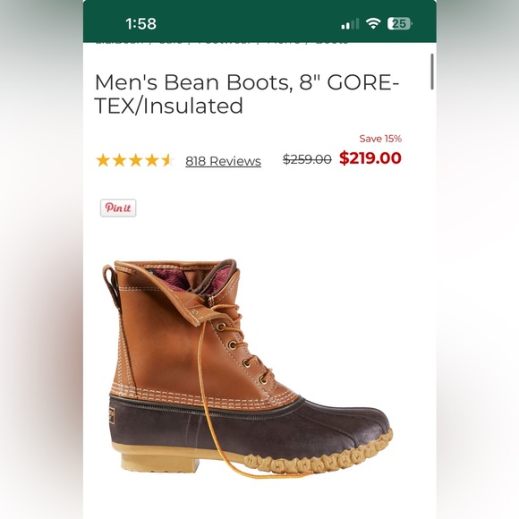 Brown Bean Boots fits men’s size 7-7 1/2 - Picture 5 of 5